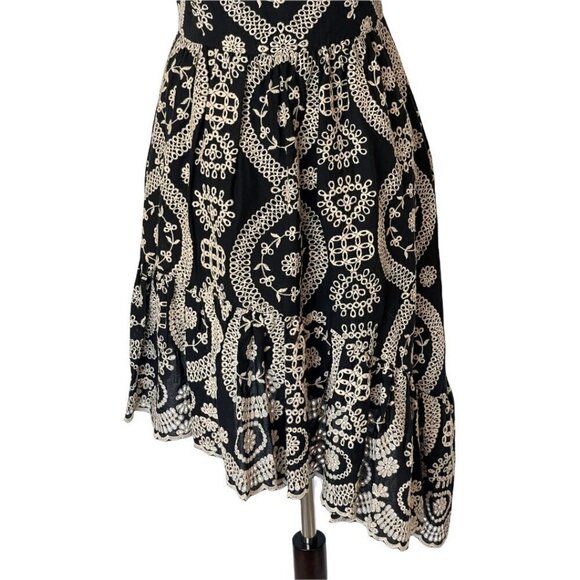 LoveShackFancy Black And Cream Pamela Asymmetric One Shoulder Flounce‎ Dress S - Picture 6 of 14